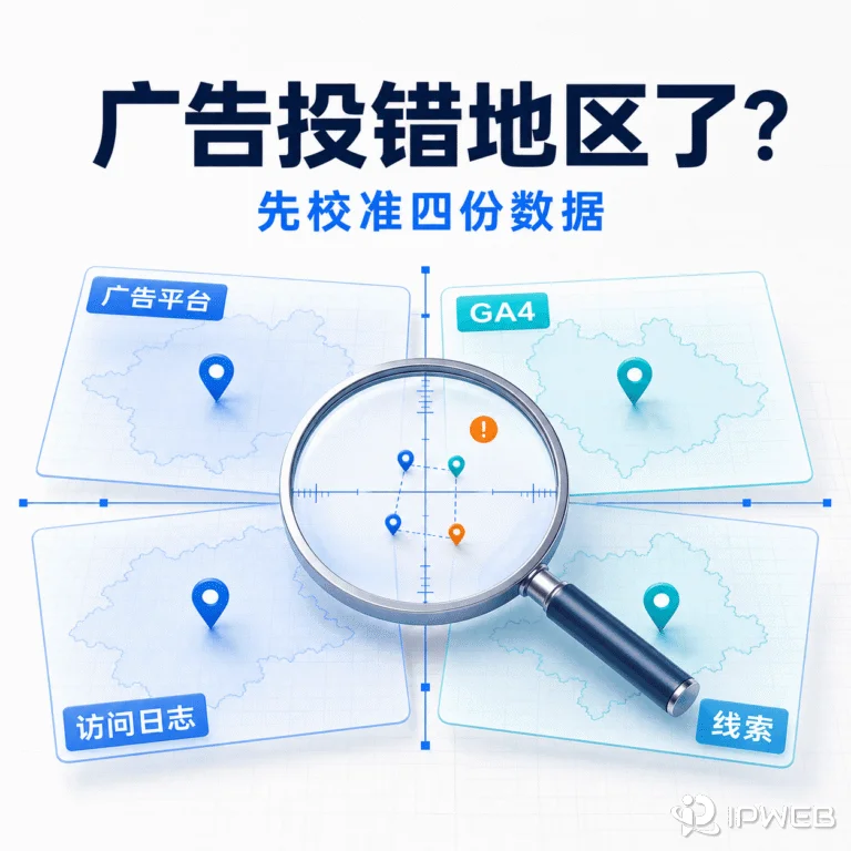 Google Ads、Meta Ads、GA4 和 CRM 的地区数据对不上，是广告投错地区了吗？