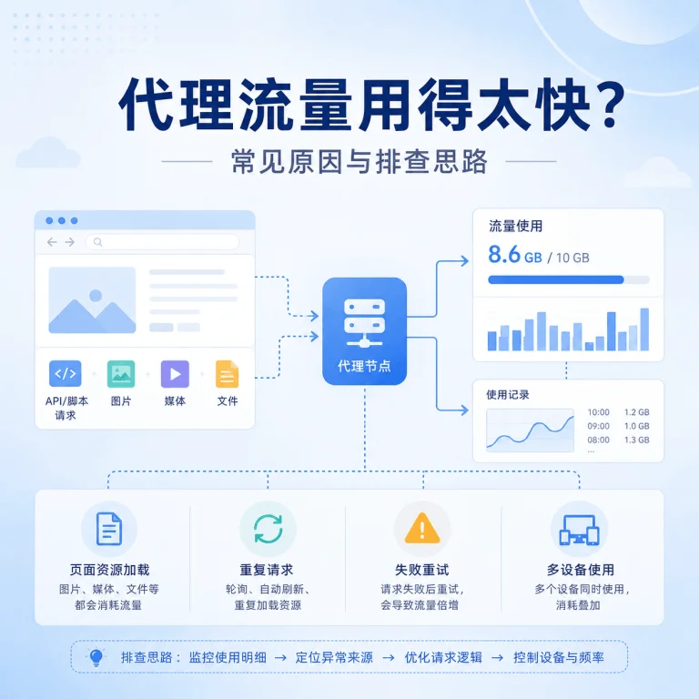 代理IP流量为什么消耗这么快？上传下载、后台请求、失败重试与账号泄露排查
