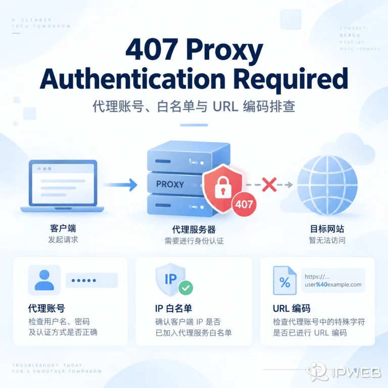 407 Proxy Authentication Required 怎么解决？代理账号、白名单与URL编码排查