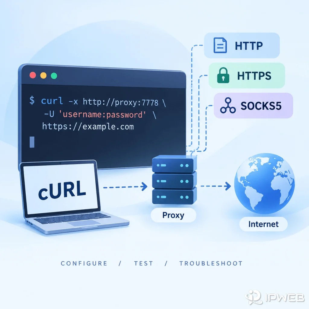 cURL代理怎么设置？HTTP/HTTPS、SOCKS5配置与认证测试